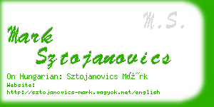 mark sztojanovics business card
